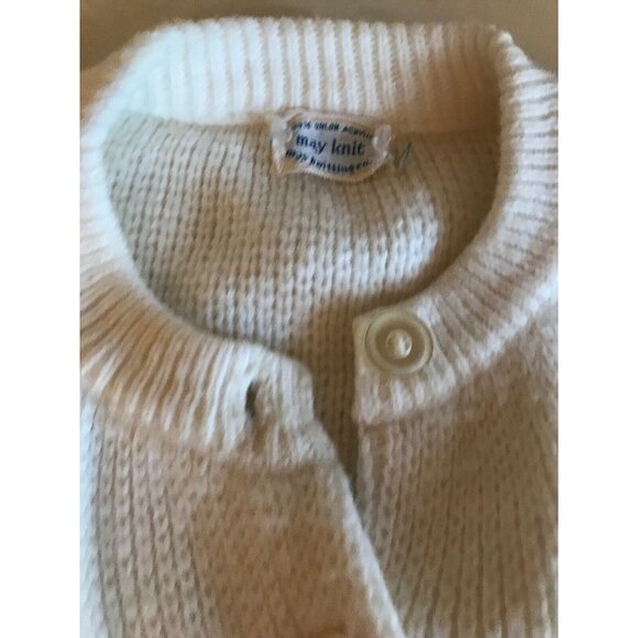 Vintage 80's May Knit White Knit Girls Poncho Shawl One Size - Picture 2 of 5